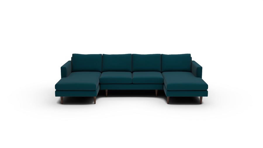 Wallace 126" Untufted Double Chaise U Sectional - Superb Peacock
