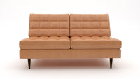 Wallace Leather Armless Loveseat - Hudson Lager