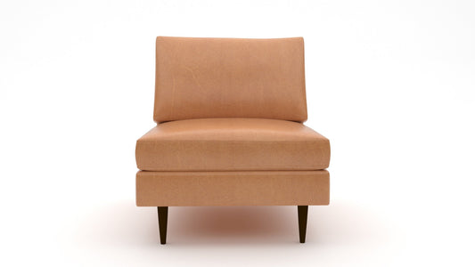 Wallace Leather Untufted Armless Chair - Hudson Lager