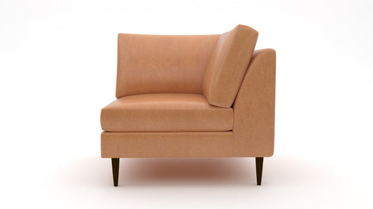 Wallace Leather Untufted Corner Unit - Hudson Lager