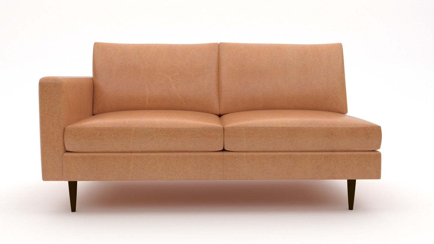 Wallace Leather Untufted Laf Condo Sofa - Hudson Lager