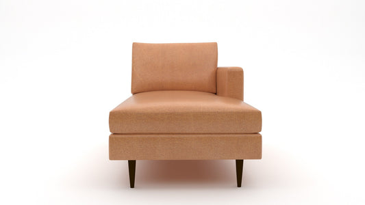 Wallace Leather Untufted Raf Chaise - Hudson Lager