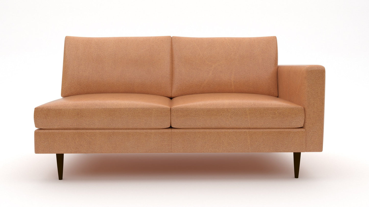 Wallace Leather Untufted Raf Condo Sofa - Hudson Lager