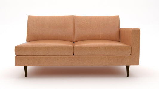 Wallace Leather Untufted Raf Condo Sofa - Hudson Lager