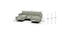Wallace 96" Untufted Double Chaise With Armless Chair - Wiley Ink