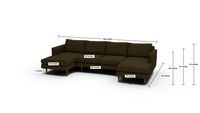 Wallace 126" Untufted Double Chaise U Sectional - Superb Peacock