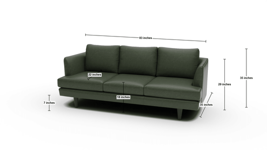 Rainey 83" Leather Sofa - Dimensions - Cheyenne Decoy