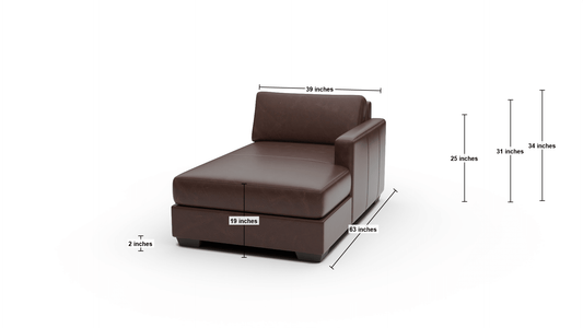 Track Leather RAF Chaise - Dimensions - Clive Sycamore