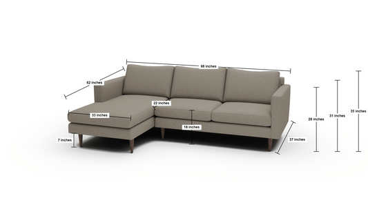 Wallace 98" Untufted Left Chaise Sectional - Superb Rust