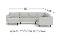 Ladybird 133" Leather Corner Sectionals w. Left Chaise -