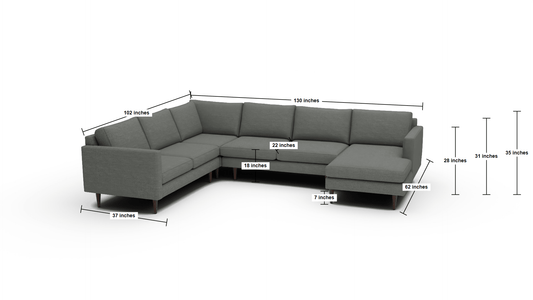 Wallace 130" Untufted Corner Sectionals w. Right Chaise - Bennett Peacock