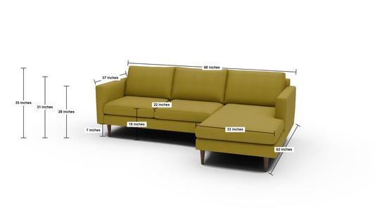 Wallace 98" Untufted Right Chaise Sectional - Peyton Navy