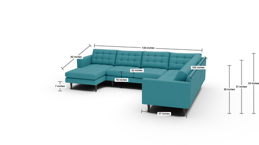Wallace 130" Corner Sectionals w. Left Chaise - Ravina Chocolate