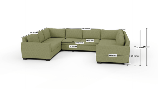 Track 141" Corner Sofa U Sectional - Dream Dove