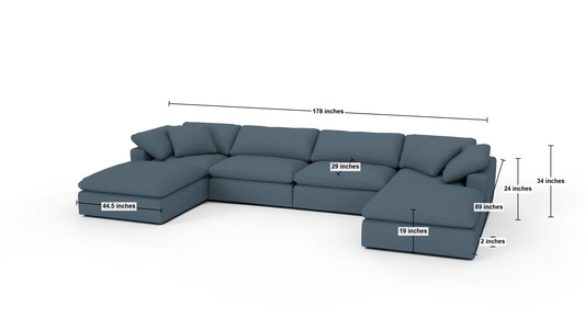 Fluffy 178" 4 Piece Sectional W/Double Otto - Sorrento Sunflower