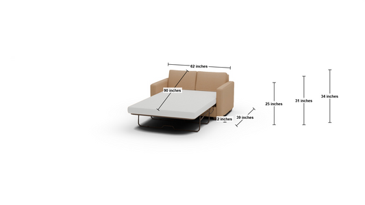 Track 62" Twin Sleeper Loveseat - Dimensions - Elliot Sunflower
