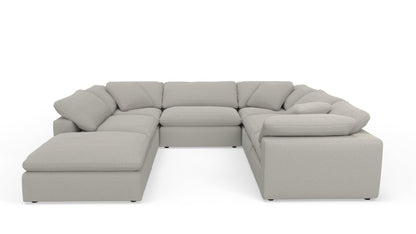 Fluffy 133.5" 6 Piece Sectional W/Ottoman - Bloke Cotton