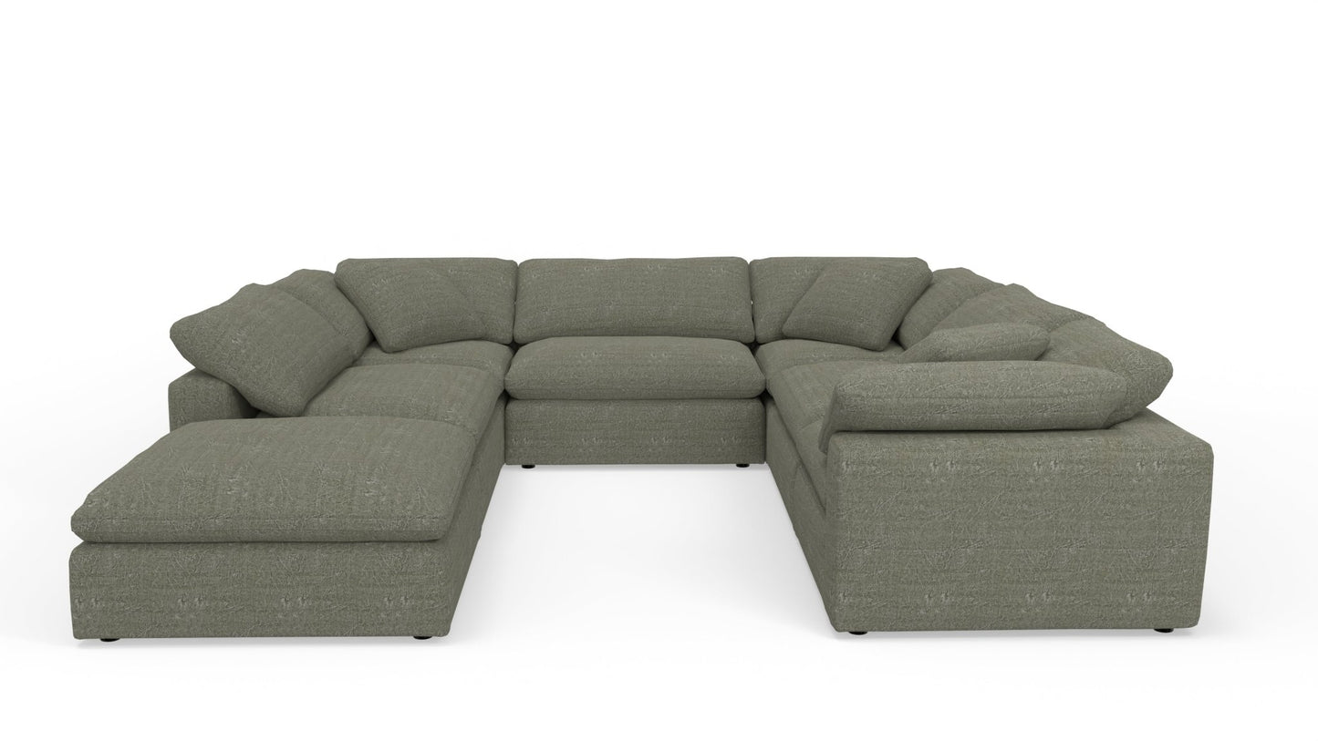 Fluffy 133.5" 6 Piece Sectional W/Ottoman - Nepal Olive