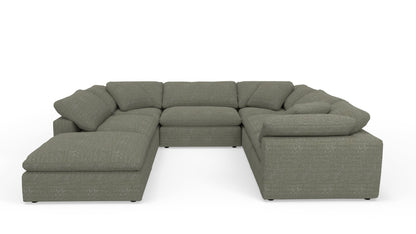 Fluffy 133.5" 6 Piece Sectional W/Ottoman - Nepal Olive
