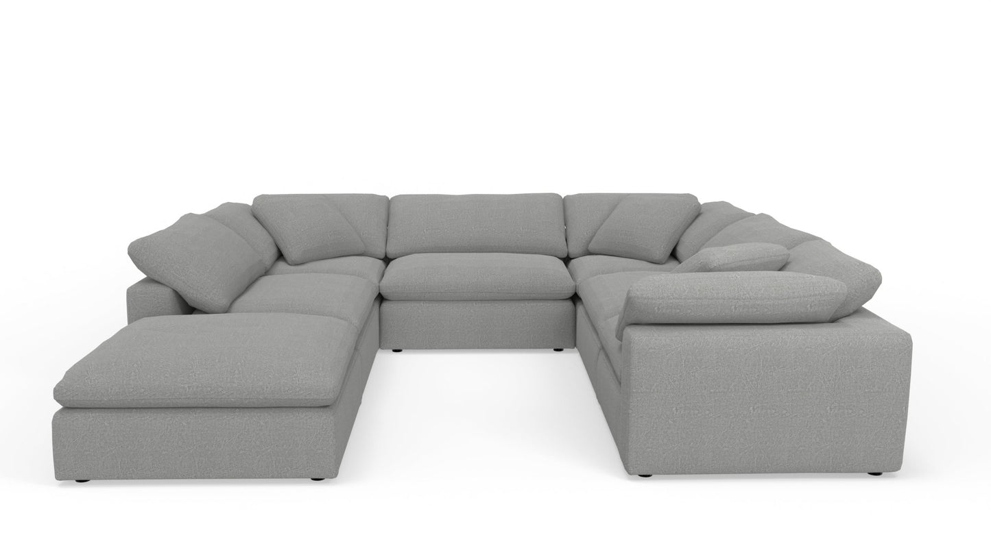 Fluffy 133.5" 6 Piece Sectional W/Ottoman - Nepal Pebble