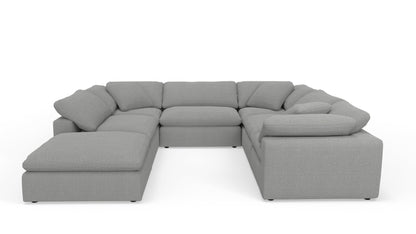 Fluffy 133.5" 6 Piece Sectional W/Ottoman - Nepal Pebble