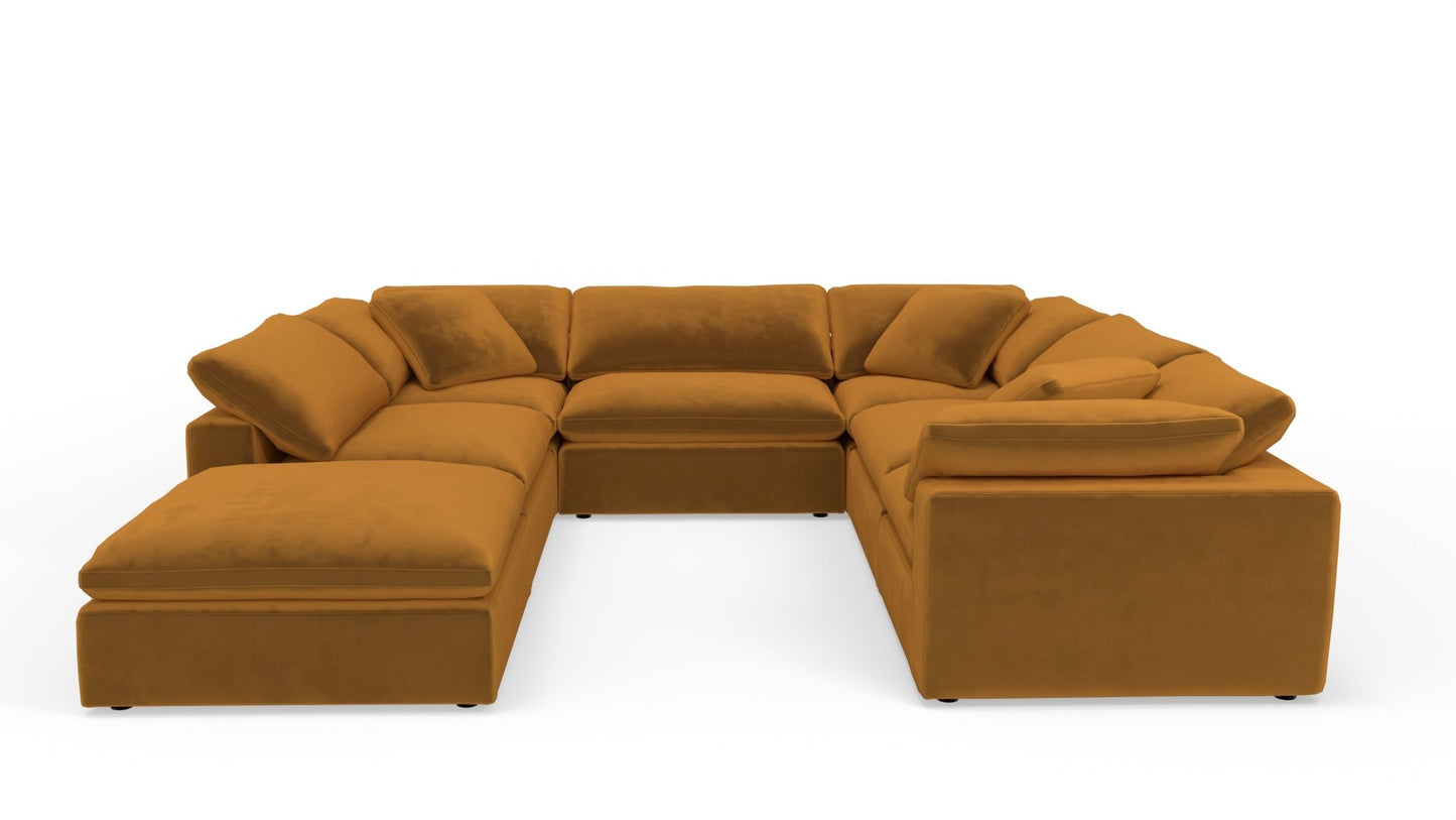Fluffy 133.5" 6 Piece Sectional W/Ottoman - Sorrento Almond