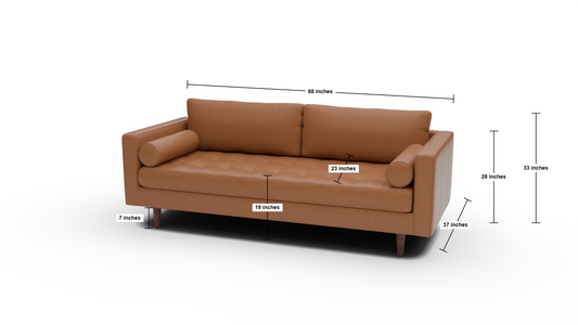 Ladybird 88" Leather Sofa - Dimensions