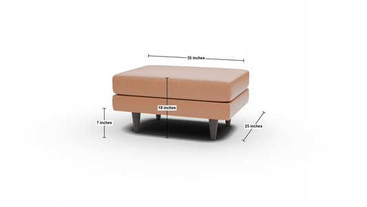 Rainey Leather Ottoman - Dimensions - Hudson Lager