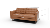 Wallace 74" Leather Apartment Sofa - Tribeca Scarlet