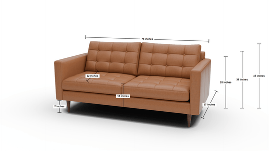 Wallace 74" Leather Apartment Sofa - Tribeca Scarlet