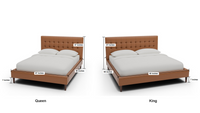 Wallace Leather Tufted King & Queen Bed - Dimensions - Hudson Lager