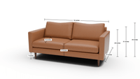Wallace 74" Leather Untufted Apartment Sofa - Tribeca Cobalt