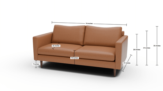 Wallace 74" Leather Untufted Apartment Sofa - Tribeca Cobalt