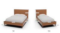 Wallace Leather Untufted Full & Twin Bed - Dimensions - Hudson Lager