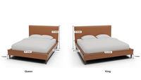 Wallace Leather Untufted King & Queen Bed - Dimensions - Hudson Lager