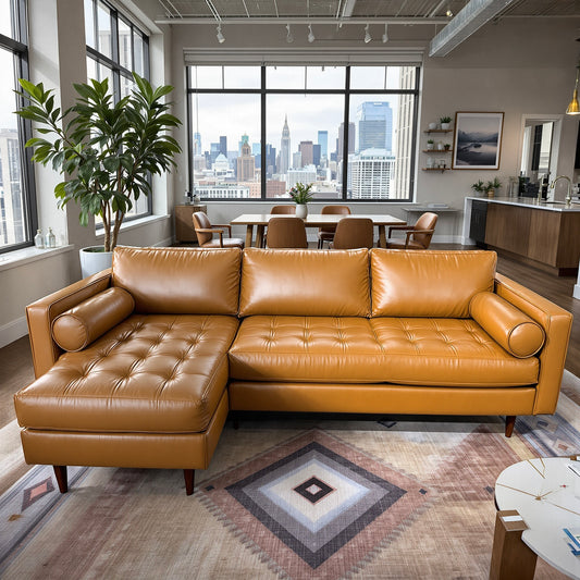 Ladybird 104" Leather Reversible Sofa Chaise -