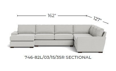 Mas Mesa 162" Deep Corner Sectionals w. Left Chaise Bennett Orangeade Quick Ship -
