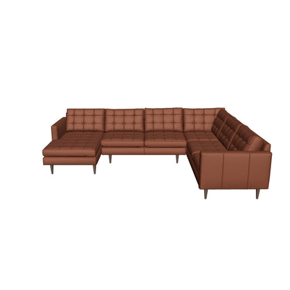 Wallace 130" Leather Corner Sectionals w. Left Chaise