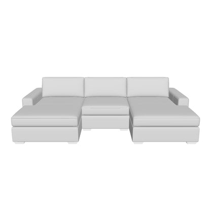 Mesa 122" Leather Double Chaise With Armless Chair