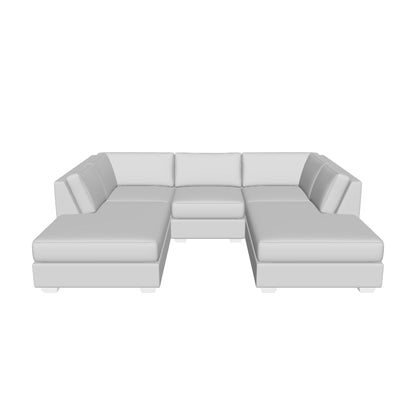 Track 103" Leather Double Chaise With Armless Chair