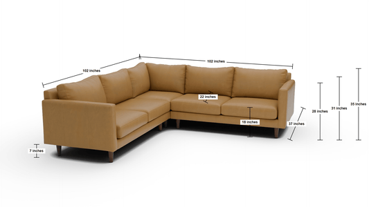 Wallace 102" Leather Untufted Corner Sectional - Tribeca Cobalt