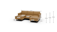 Wallace 96" Leather Untufted Double Chaise With Armless Chair - Tribeca Lagoon