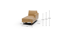 Wallace Leather Untufted Raf Chaise - Tribeca Scarlet