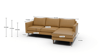 Wallace 98" Leather Untufted Right Chaise Sectional - Tribeca Lagoon