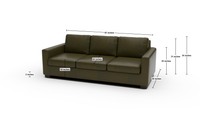 Track 87" Leather Sofa - Dimensions - Sonoma Moss