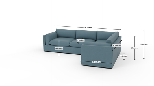 SoCo 124" LAF Sofa Sectional dimensions