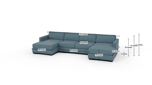 Track 141" Double Chaise With Armless Loveseat - Dream Apple