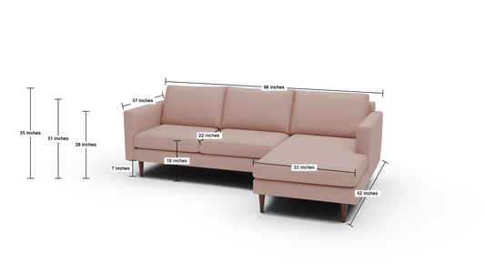 Wallace 98" Untufted Right Chaise Sectional - Peyton Navy