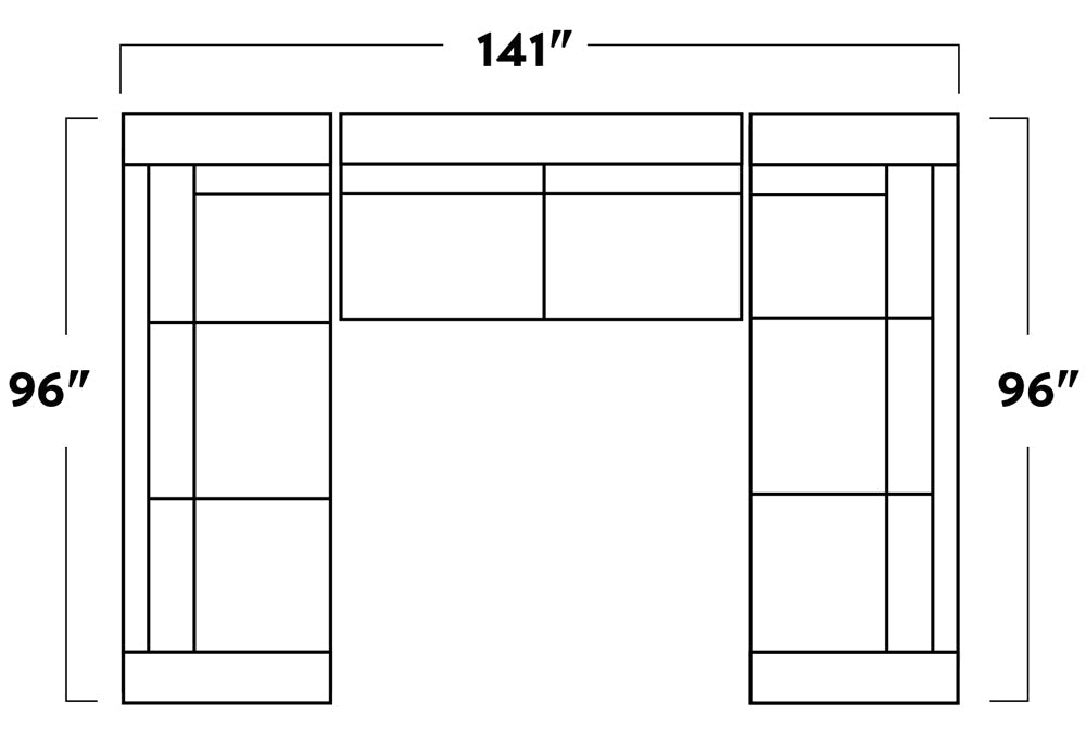Track 141" Corner Sofa U Sectional Elliot Dove Quick Ship -