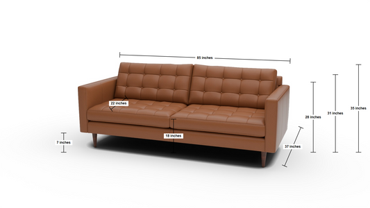 Wallace 85" Leather Sofa - Tribeca Cobalt
